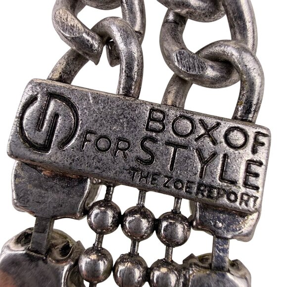 Rachel Zoe Silver Tone Metal Rhinestone Choker Necklace Box Of Style Adjustable - Picture 4 of 5